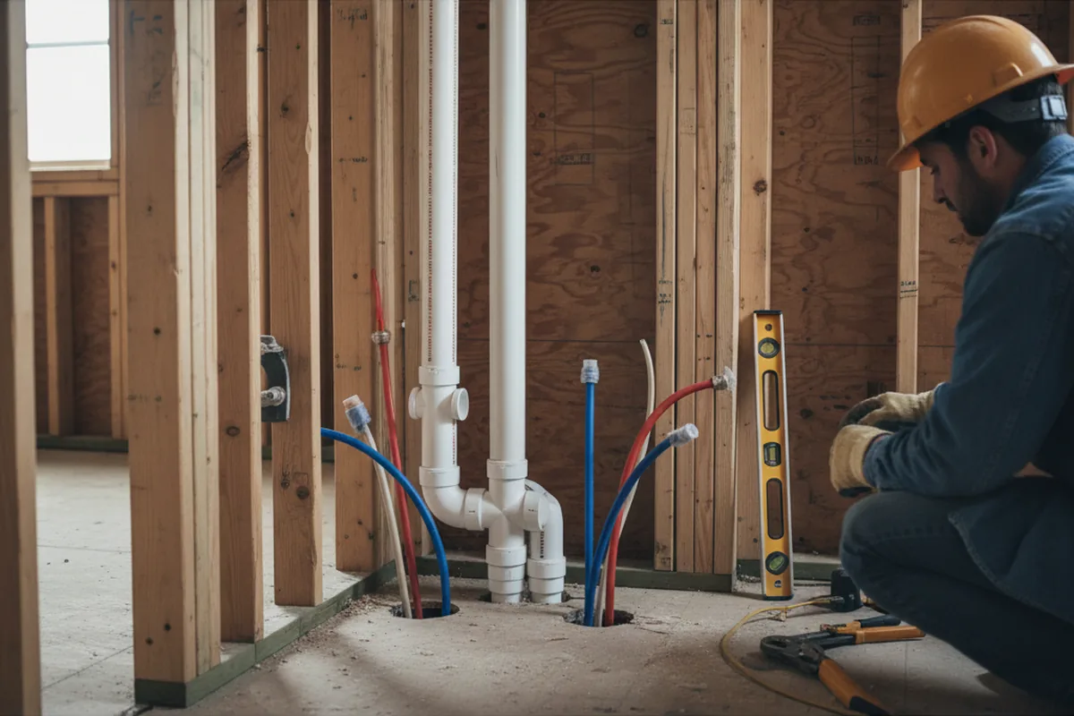 Drain and supply rough-in during Leak Detection in Loves Park
